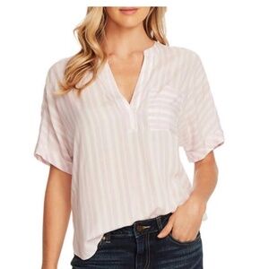EUC Vince Camuto Pink and White Striped Blouse